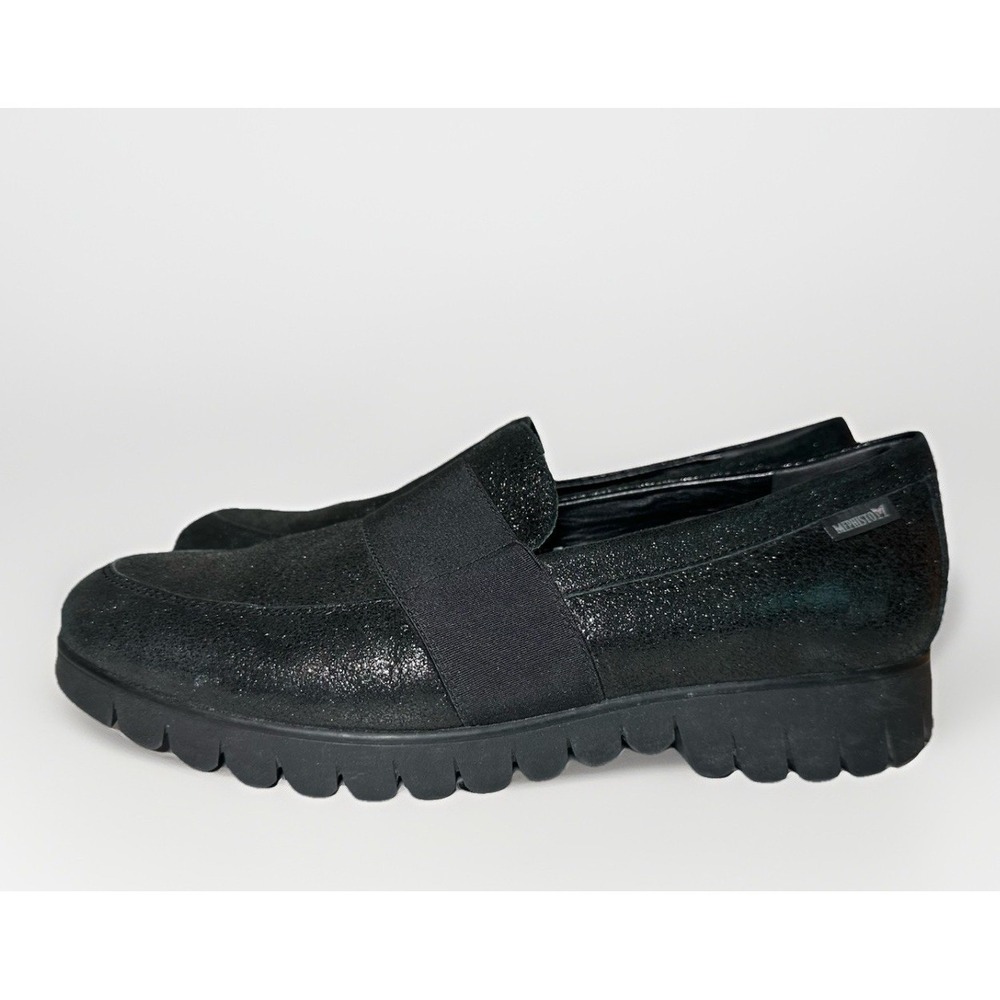 Mephisto Women's 9 Loriane Black Glitter Loafers Slip On Shoes Comfort Sparkly